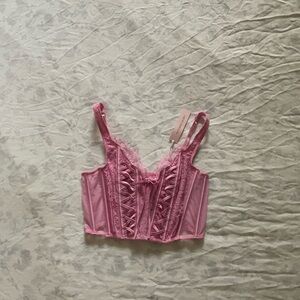 BRAND NEW Victoria Secret Pink Lace Corset Crop Top